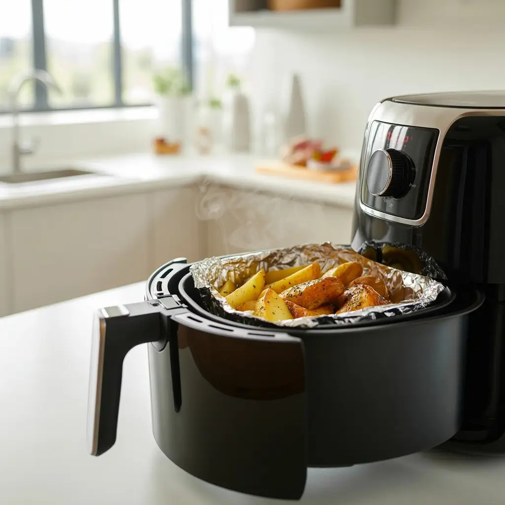 Pode colocar papel alumínio na airfryer?