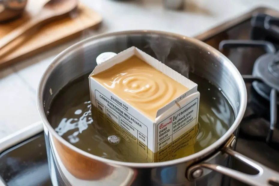 Pode cozinhar leite condensado de caixinha?